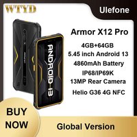 Ulefone Armor X12 Pro Rugged Phone 4GB+64GB 5.45 inch Android 13 MediaTek Helio G36 Octa Core 4G NFC Smartphone Global Version