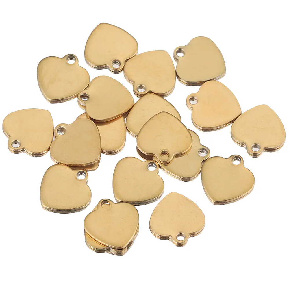 20pcs Stainless Steel Small Flat HeartCharms Pendant for DIY Jewelry Making Necklace Ornaments Bracelet End Tail Charm Supplies