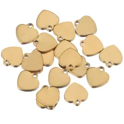 20pcs Stainless Steel Small Flat HeartCharms Pendant for DIY Jewelry Making Necklace Ornaments Bracelet End Tail Charm Supplies