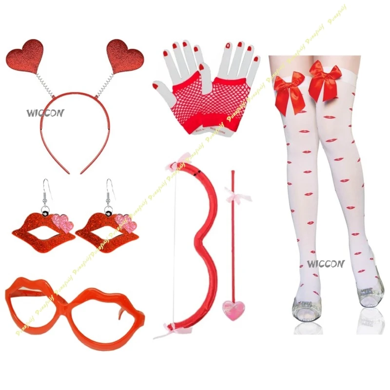 New Arrival 2026 Valentine Day Headwear Party Sequins Feathers Peach Heart Glasses Makeup Props Cosplay Costumes Christmas Suit view 4