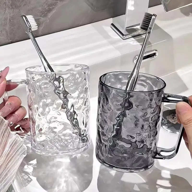 1Pcs Plastic Mouthwash Toothbrush Cup With Handle Home Bathroom Tumblers Portable Mug Transparent Toothbrush Holder