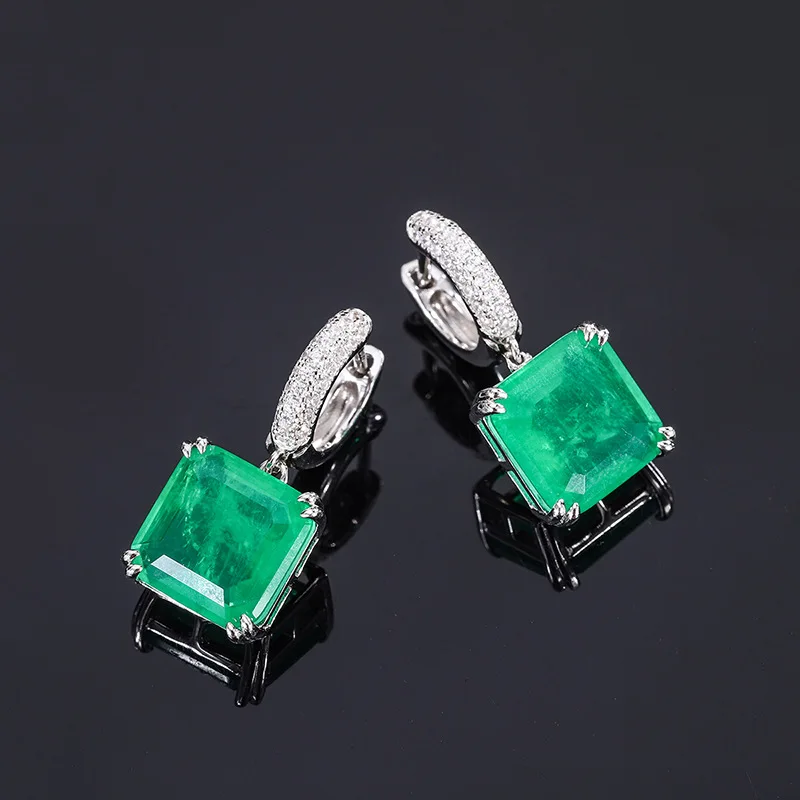 Jewelry S925 Silver Hot Selling Gemstone Square Diamond Earrings Studs Main Stone 12*12