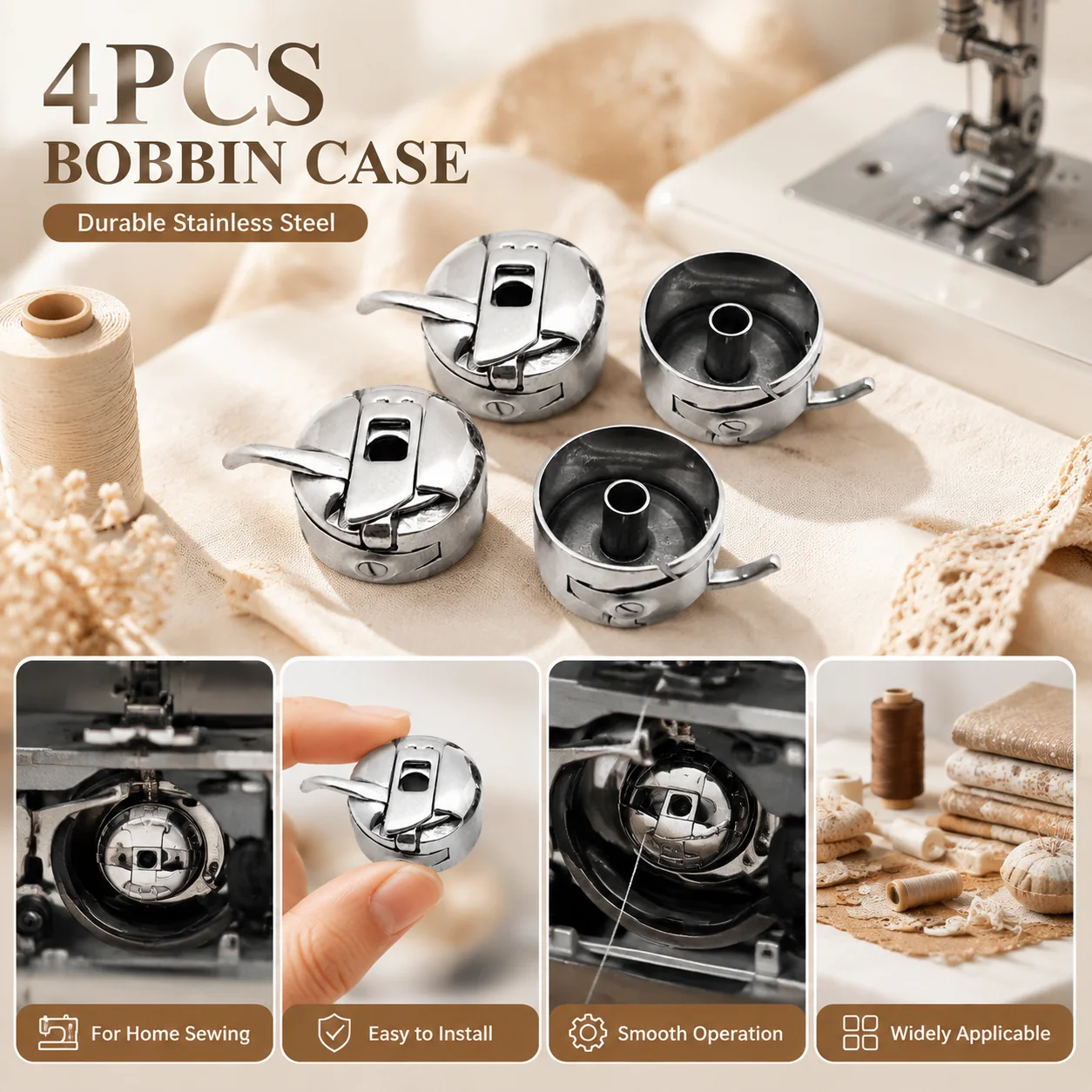 Stainless Steel Bobbin Case for Butterfly Bee Flying Man Sewing Machines - Essential Accessory for Smooth Stitching
