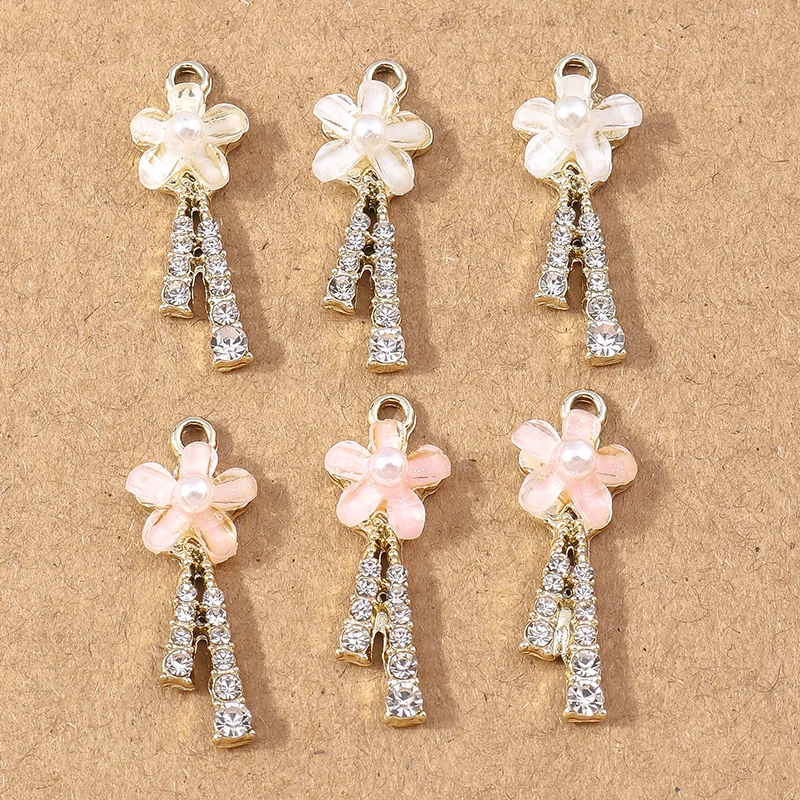 10 stücke 12x14mm Nette Kristall Blume Charme für Schmuck Machen DIY Tropfen Ohrringe Anhänger Halsketten Handmade Schlüsselanhänger handwerk Geschenke – Detail 14