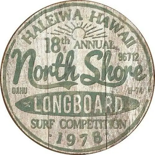 North Shore Surf Competition  Round Tin Sign Nostalgic Metal Sign Retro Decor