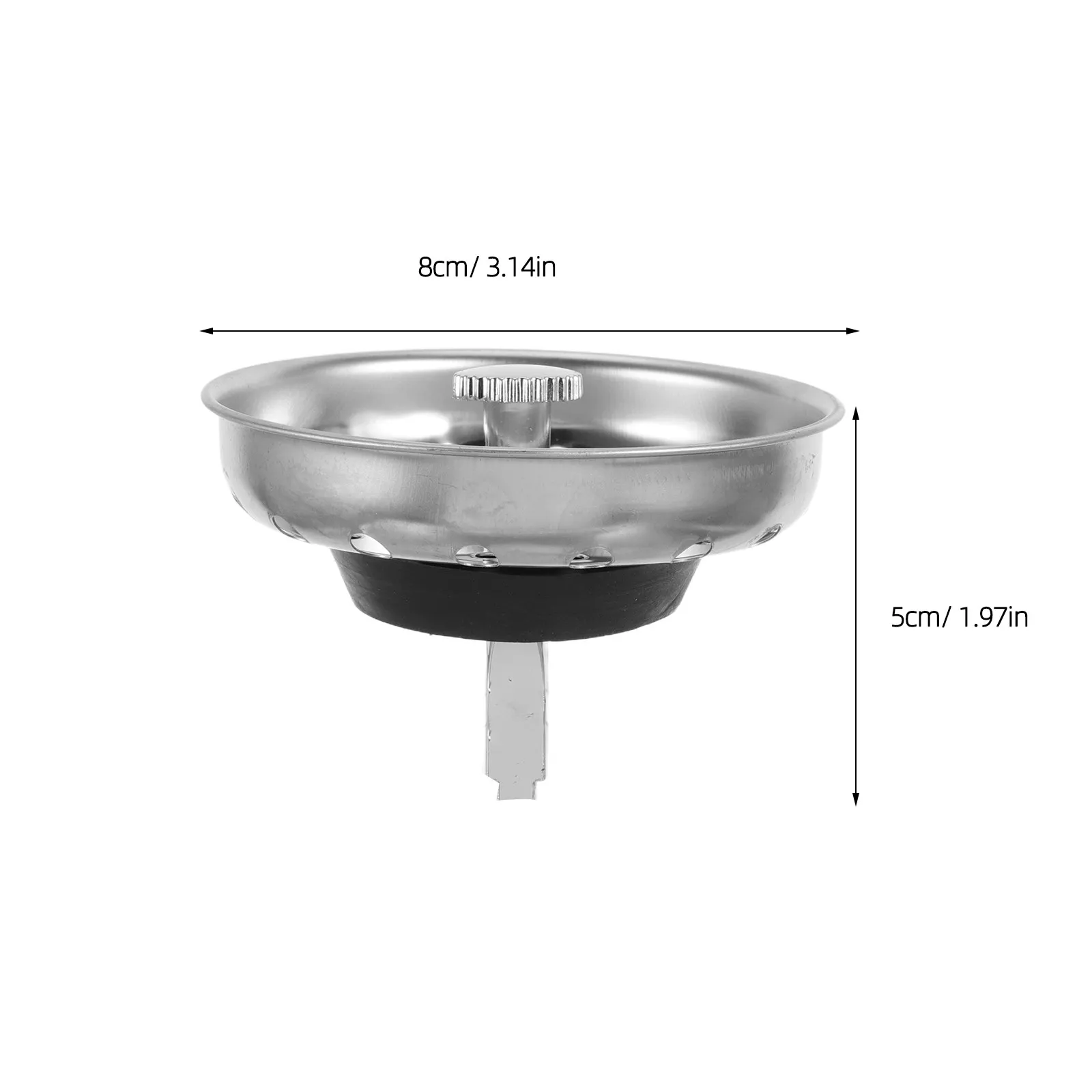 2Pcs Stainless Steel Kitchen Sink Basket Strainer Rubber Stopper Spring Clip Replacement Drain Basket Prevent Clogs Universal