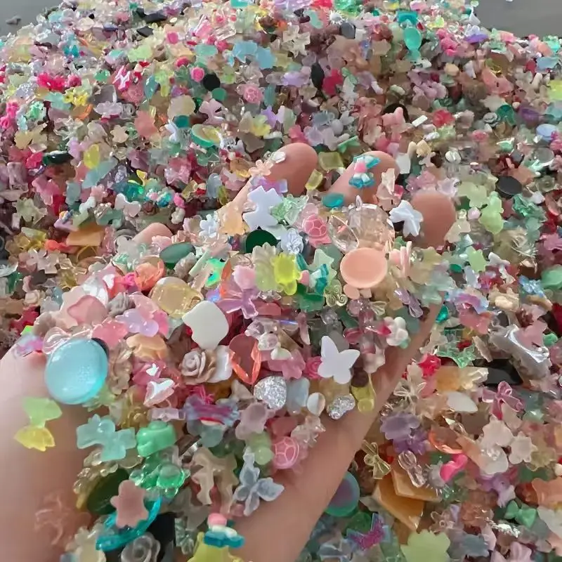 

200 mixed bow flower resin nail accessories, thousands of random resin accessories for decorating nail phone cases
