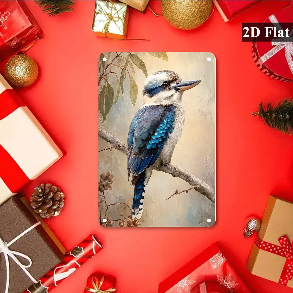 1pc Vintage Metal Wall Art Sign Featuring a Kookaburra Sit G on a Eucalyptus Branch - Suitable for Decoration in Homes, Gardens