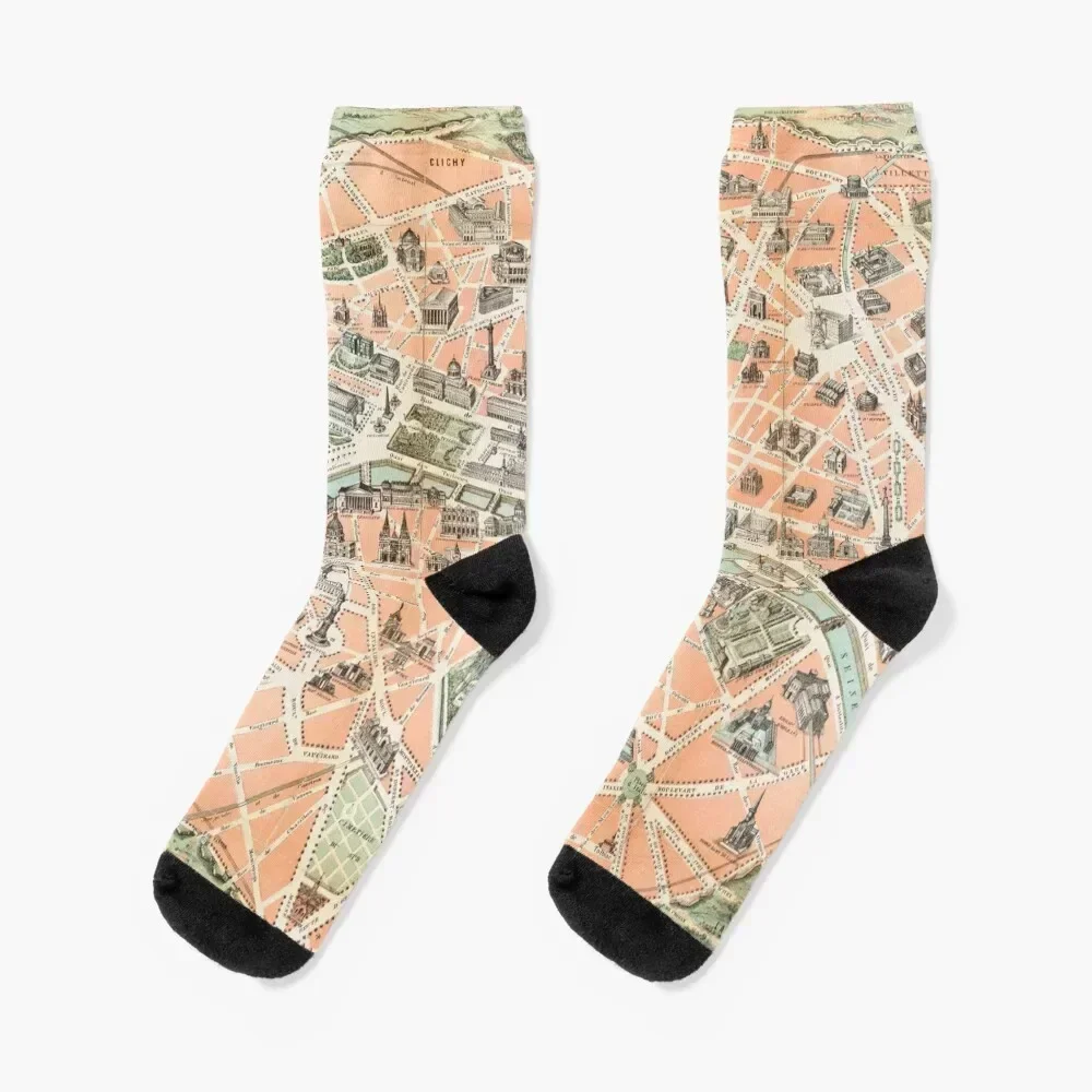 Vintage Paris Map Socks summer Soccer Designer Man Socks Women's