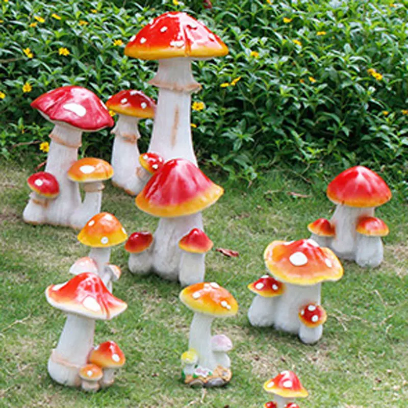 Creative mushroom frog decorations, garden, courtyard, shopping mall, flower arrangement decoration, resin fiberglass sculpture