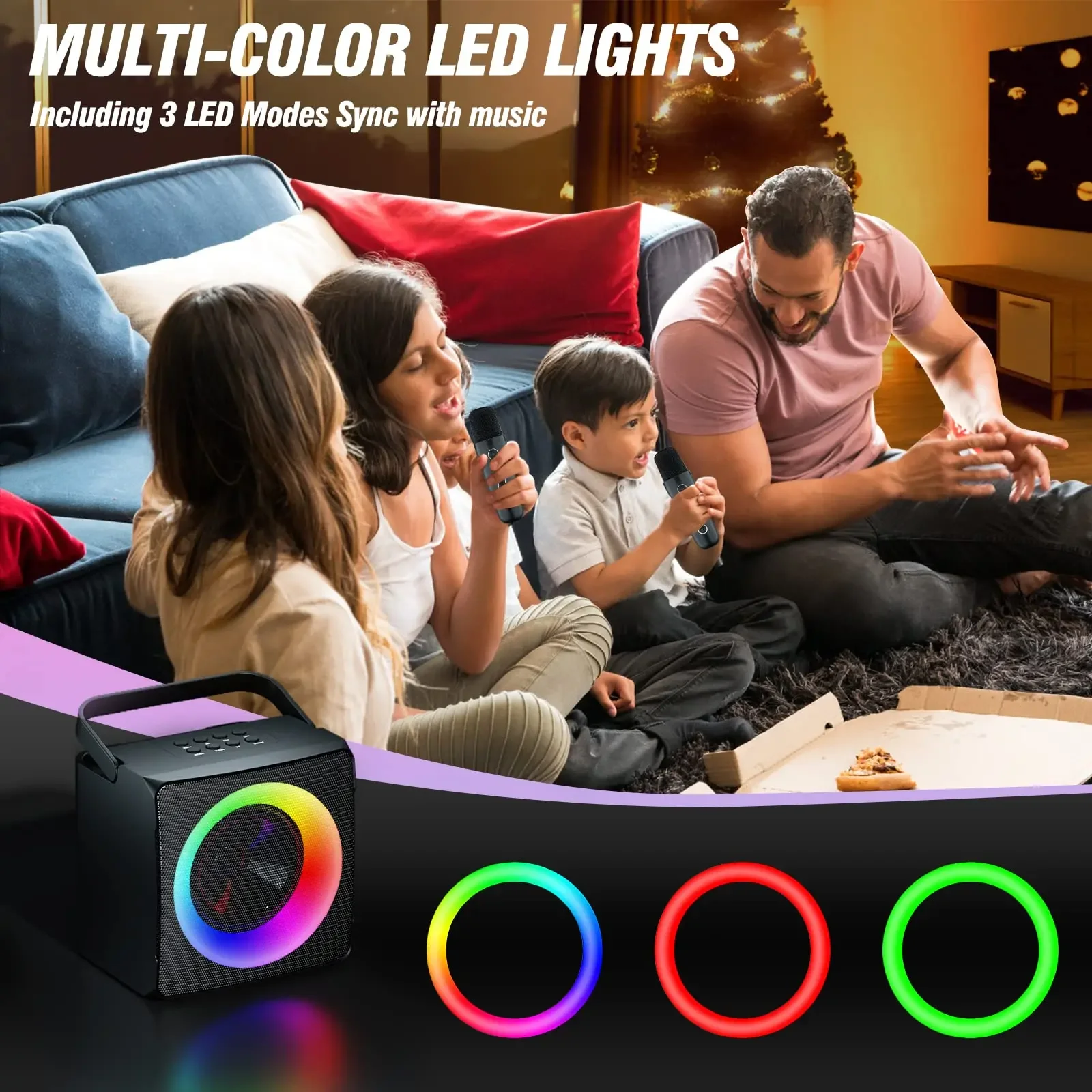 Imagem -06 - Alto-falante Compatível com Bluetooth com Luz Led Rgb Máquina de Karaoke Microfone Duplo Leitor Hifi Microfones sem Fio 10w Novo