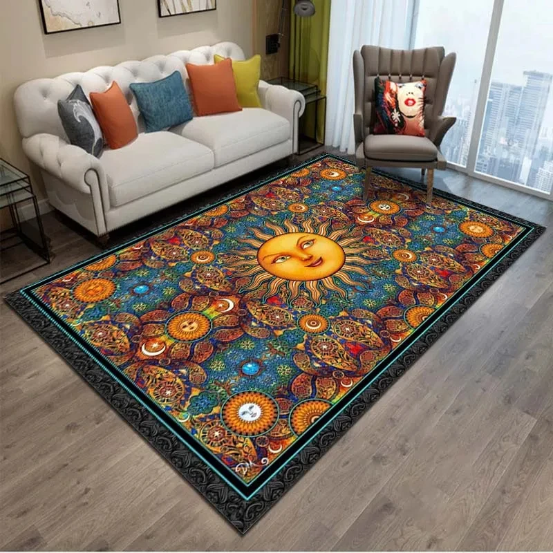 Sun and Moon Witch Gothic Rugs Boho Style Carpet for Bedroom Floor Mat Home Living Room Kitchen Decor Mats Bathroom Door Mat