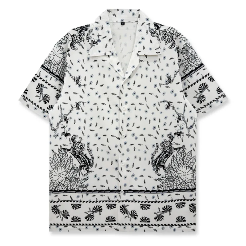 White Flower Shirt Print Shirt Casual Elegant Shirts Men Dress 2026 Summer Short Sleeve Party Shirts For Men Camiseta Hombre