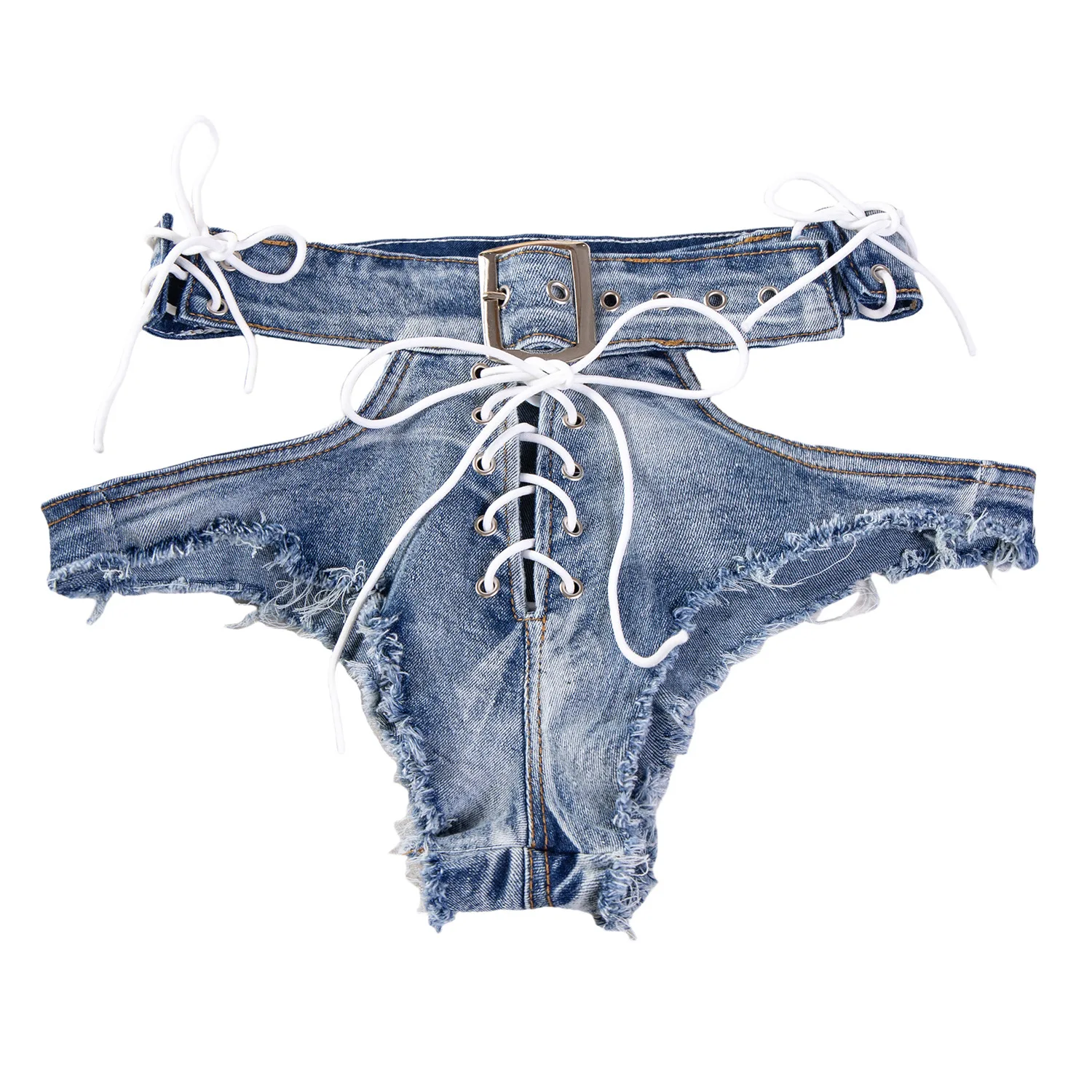 2025 Autunno nuovi pantaloncini di jeans skinny con lacci a vita alta con bordo ruvido sexy pantaloncini di jeans da donna