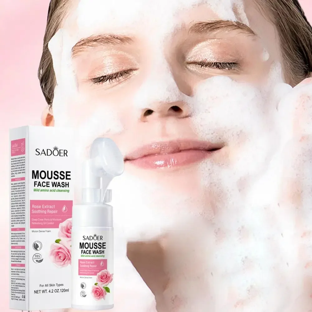 Amino Acid Facial Cleanser Mousse 120ml - PH Balanced Gentle Foam Wash for Sensitive Skin Hydrating & Soothing