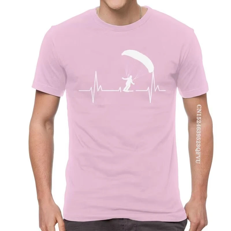 2026 New Cool Male Speedgliding Heartbeat Paragliding Ski T Shirts Fashion Paramotor Parachute Tshirt Cool T Shirt