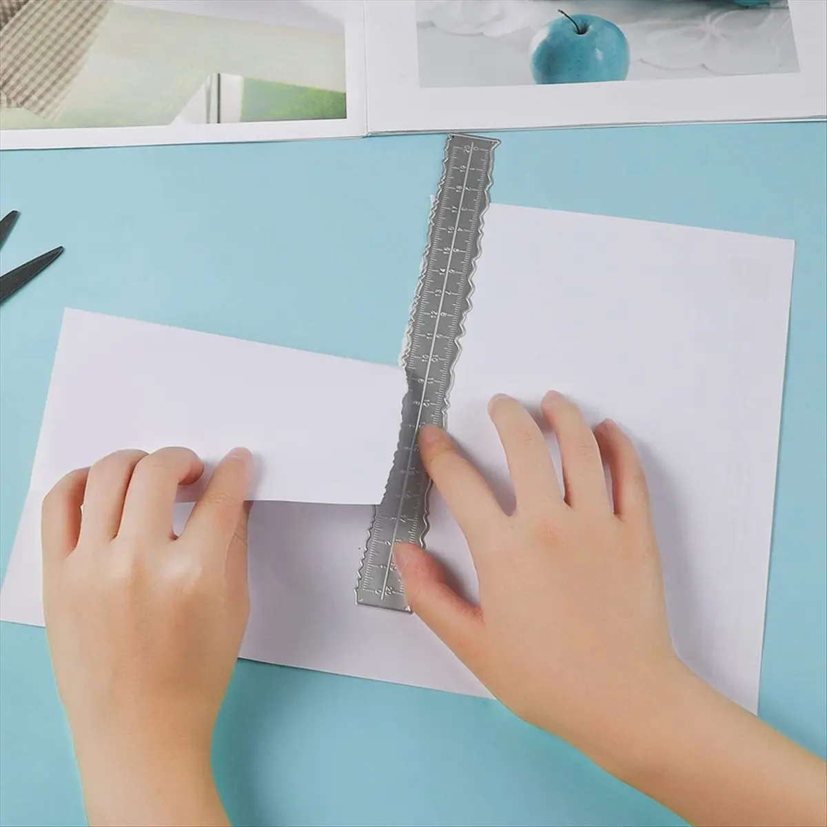 A75K 3 Styles Irregular Edge Ruler,Metal Craft Ruler Paper Tearing Ruler for Embossing with Scrapbook Jagged Edge Rulers