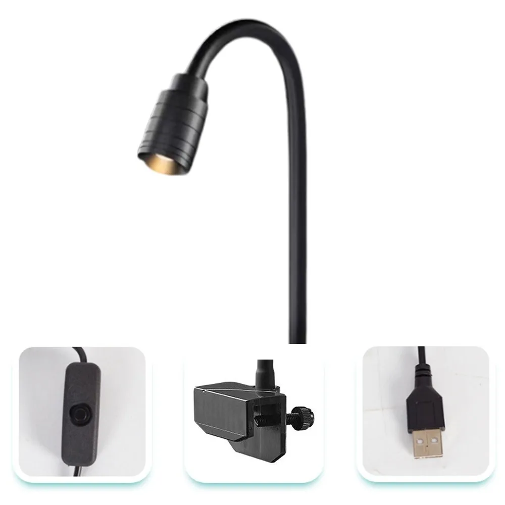

Adjustable Zoom Mini Clip-on Aquarium Lamp 3W 360 Degree Rotation Adjustable Focus Spotlight USB 3 Color Modes