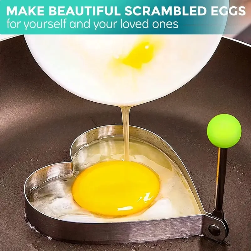 1Pcs Stainless Steel Eggs Rings Mold With Handle,Round Non-stick Pancake Omelette Mold For Griddle,Egg Shaper Home Kitchen Items