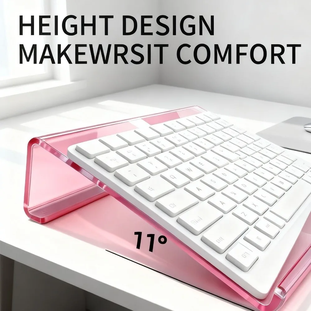 New Durable 17 Inch Keyboard Stand Acrylic Tilted Keyboard Riser Stand Elevated Non-Slip Computer Keyboard Holder Desktop Use