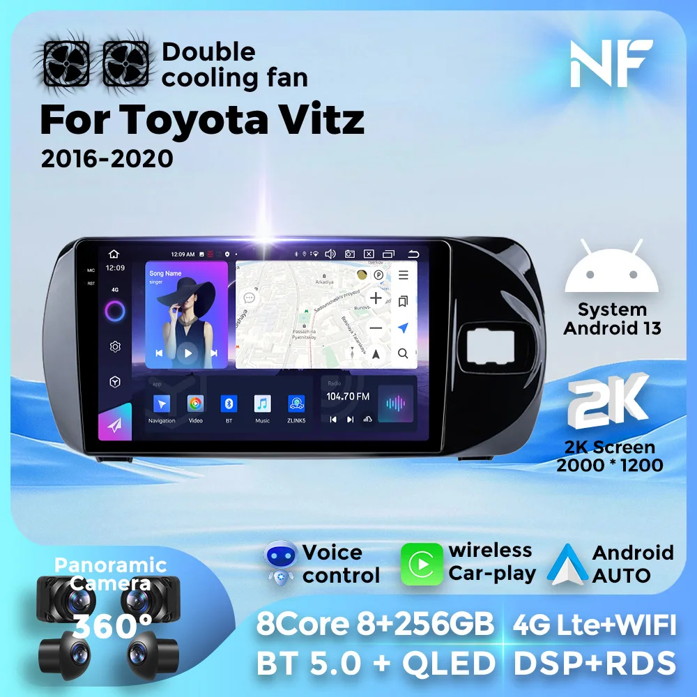 Android 13 Car Radio For Toyota Vitz 2016-2020 Multimedia Video Player For GPS 4G WIFI 8 Core DSP RDS Wireless Carplay Auto BT