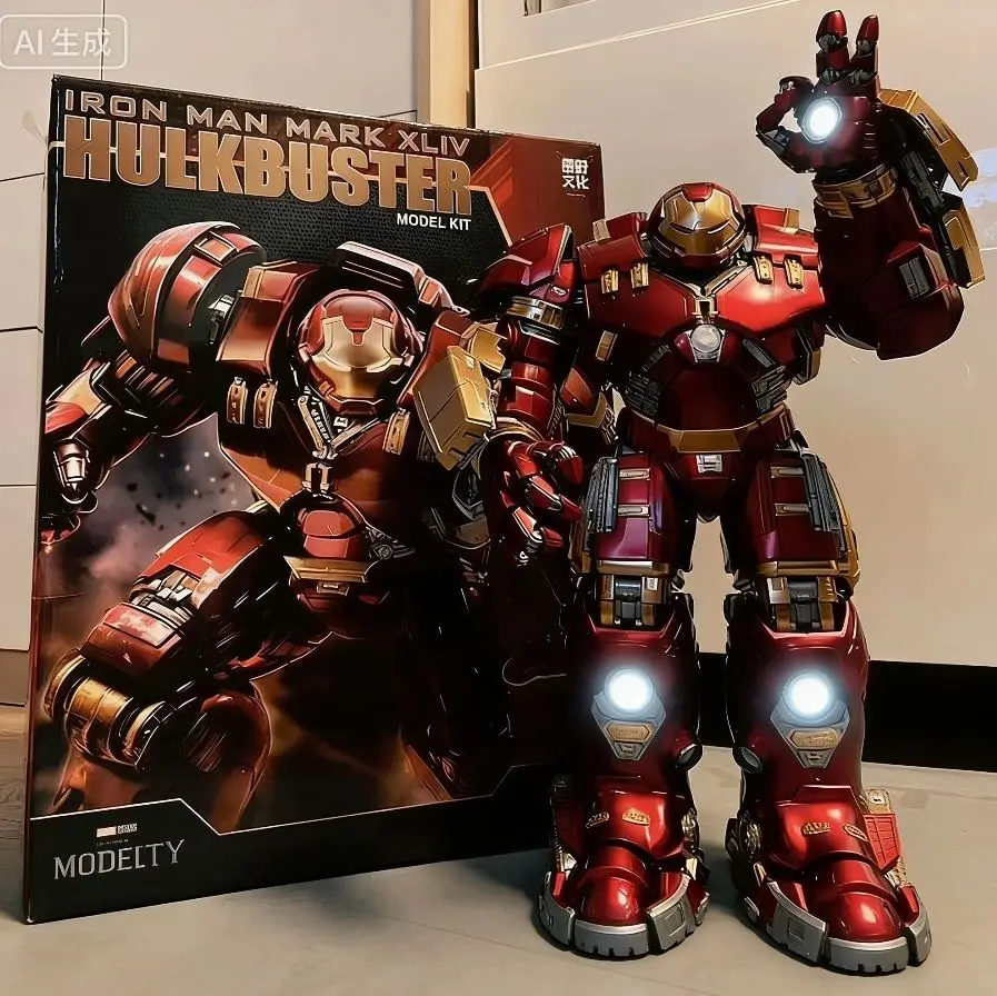 

In Stock Yuanye Culture Iron Man Anti-Hulk Armor MK44 1/7 Action Figure Model Red and Gold Color 42cm Collectible Gift