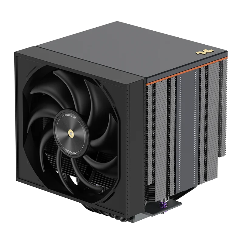 COOLLEO Caesar S1 Double Tower 6 Heat Pipes Air-Cooled Heatsink Fluid Bearing 28.5dBA Quiet Operation Copper Aluminum