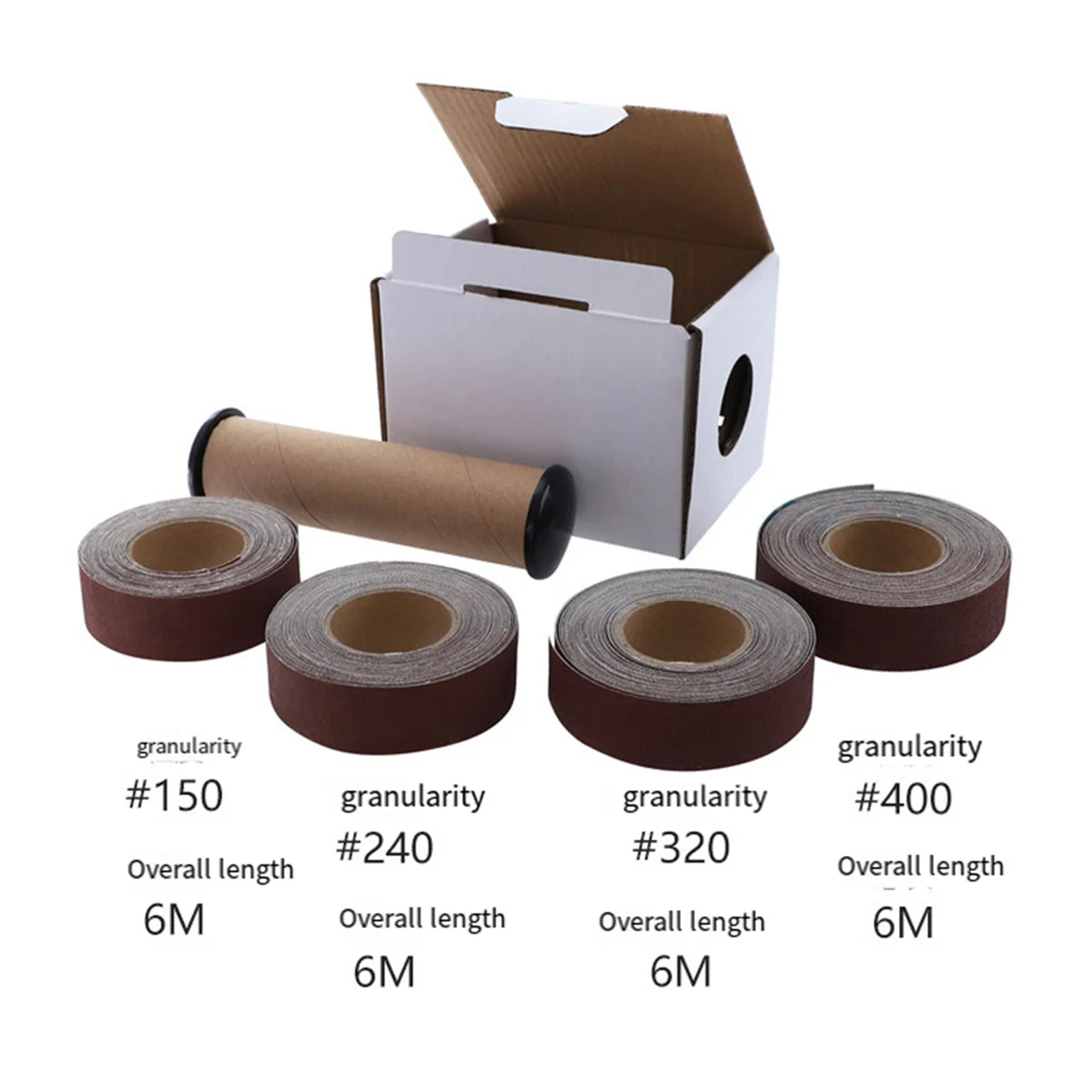 ABNJ Abrasive Tool Sandpaper Roll 6 Meter 25mm Width Sanding Paper Emery Cloth Roll Grit 150 240 320 400 Grit Polishing Bel