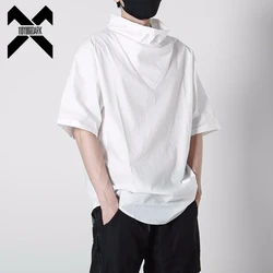 Techwear-男性用タートルネックTシャツ,半袖トップス,ストリートウェア,ヒップホップ,原宿,夏