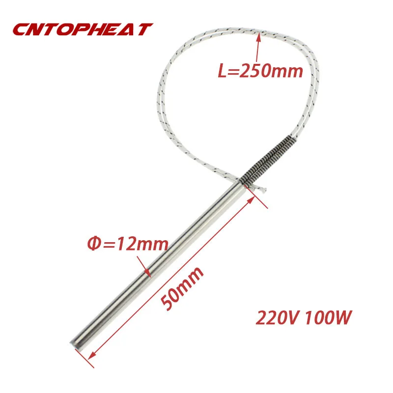 2 قطعة سخان خرطوشة 220 فولت 12 مللي متر قطر الأنبوب الكهربائية صب سخان قضيب عنصر التدفئة الصناعية