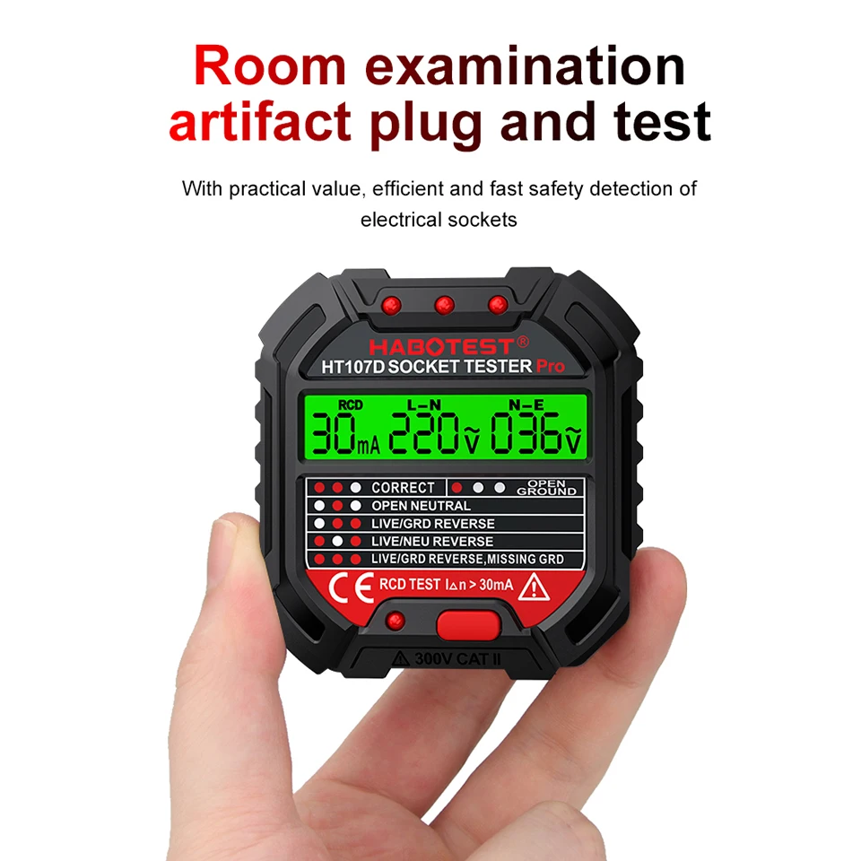 Professioneller Steckdosentester, Spannungstest, Steckdosendetektor, EU, US, UK, Steckdosentester, Stecker, Erdung, Nullleitung, Stecker, Polarität, Phasenprüfung – Detail 5