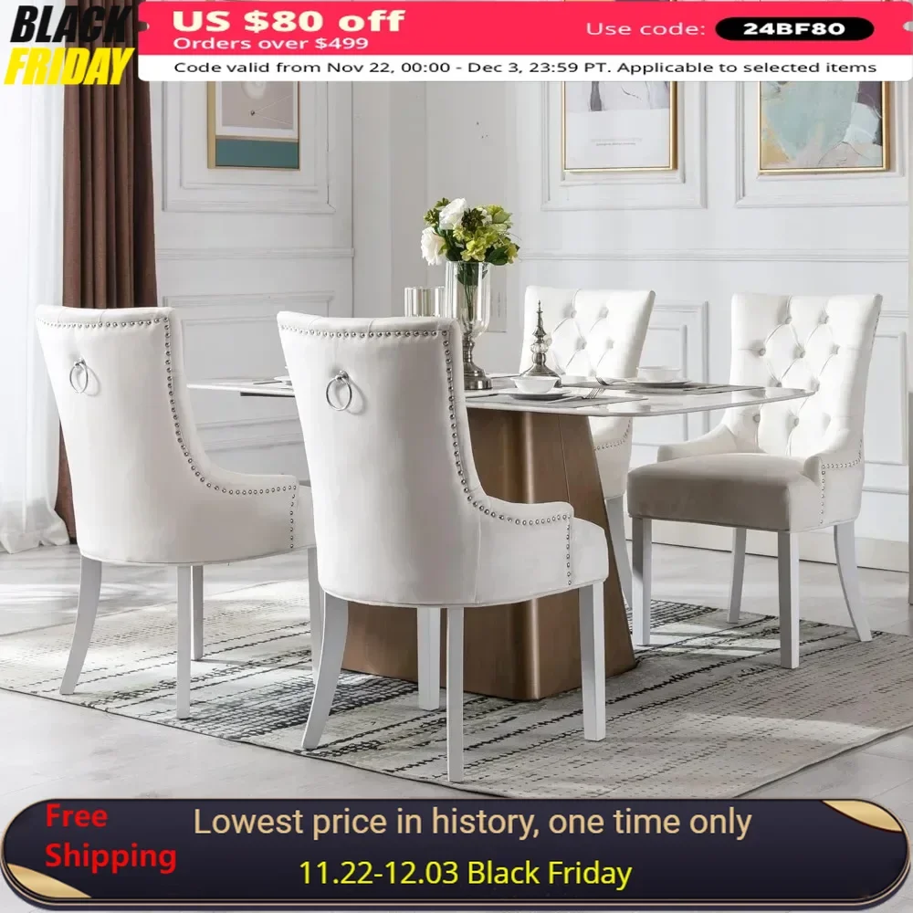 Modern Dining Chairs Set of 4 Velvet Accent Chairs Upholstered  for Kitchen/Living Room/Bedroom, Dining Chairs Set