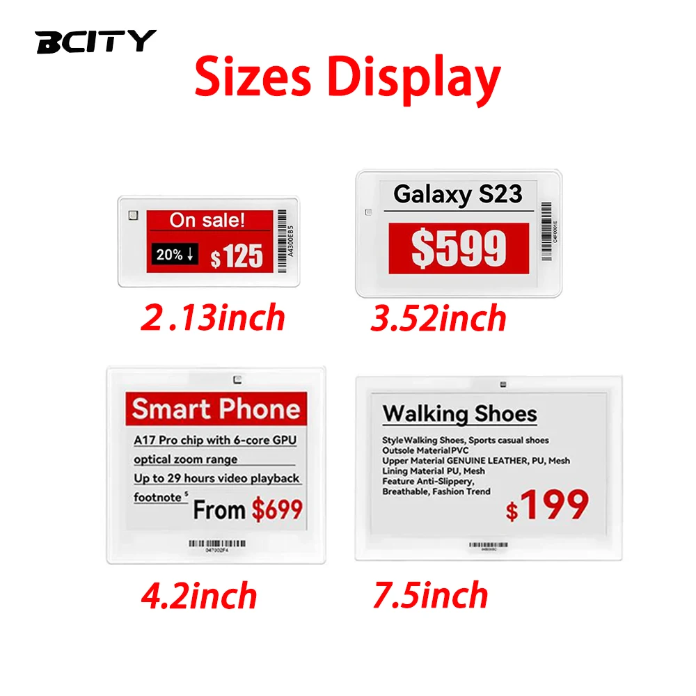 Bluetooth ESL System Smart Retail E-Paper Shelf Label, for Store & Hospital, One-Click Price Update Saves Time & Cost
