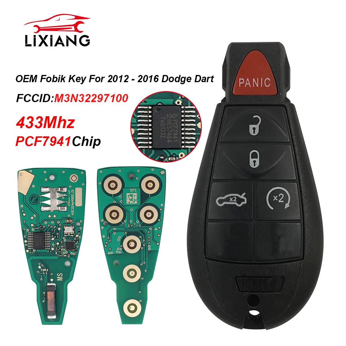 

LIXIANG M3N32297100 Remote Key For Dodge Dart 2012 2013 2014 2015 2016 433mhz ID46 PCF7941 Car Key Fob 56046773AA 56046771AA