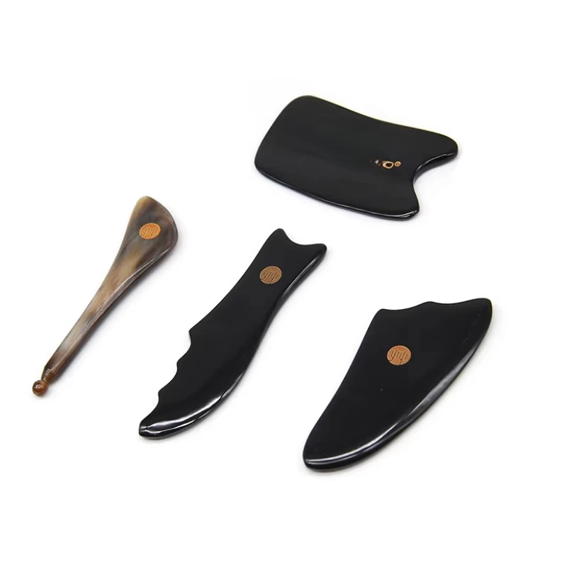 4 packs of horn scraping massage tool set, scraper massage comb, scraping spoon board to relieve muscle pain