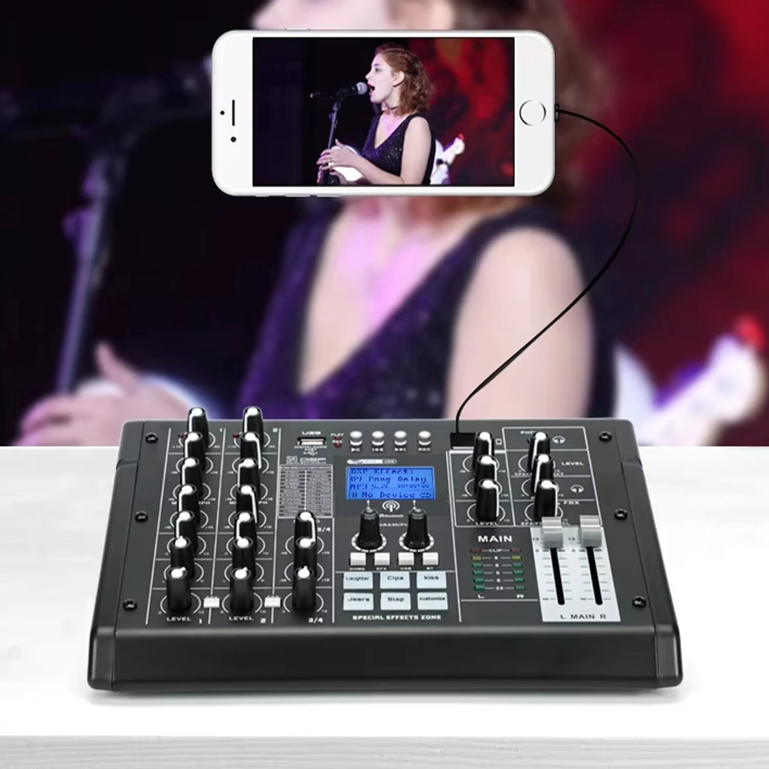 

SK46 High-Quality 6-Channel Digital Mixer with Built-In Effects and USB Interface for Recording and Live Performance