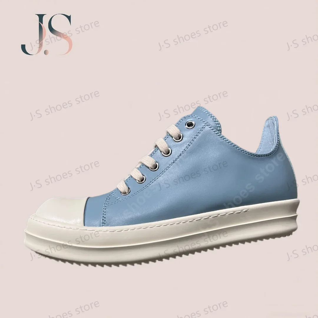 

R-o Designer Luxury Men Casual Shoe Women Sneaker Cowhide Low Top Shoes Luxury Lace-up Blue Leather Sneakers Boots