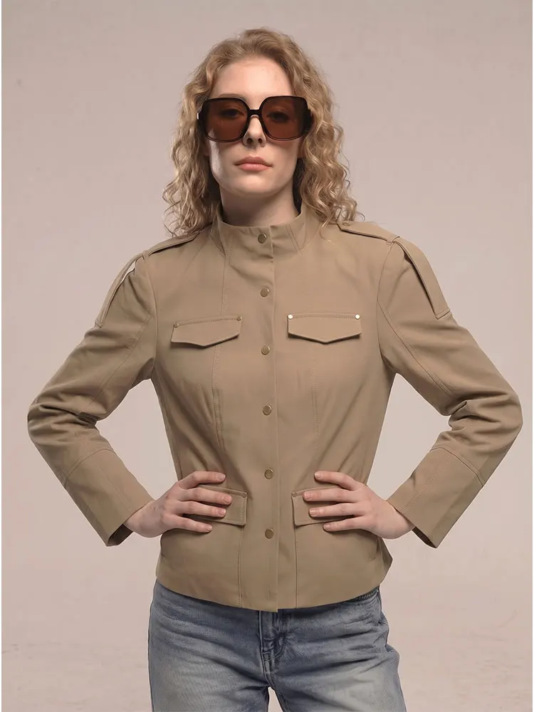 

HH Womens Trendy Single Breasted Khaki Jacket Long Sleeve for Street Style Weekend Party Night Out Casual Commuting Coat