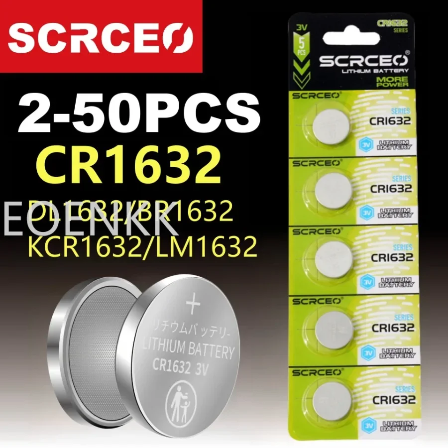 

2-50pcs 3V 120mAh CR1632 Coin Cells CR 1632 Batteries DL1632 BR1632 LM1632 ECR1632 Lithium Button Battery For Watch Remote Key