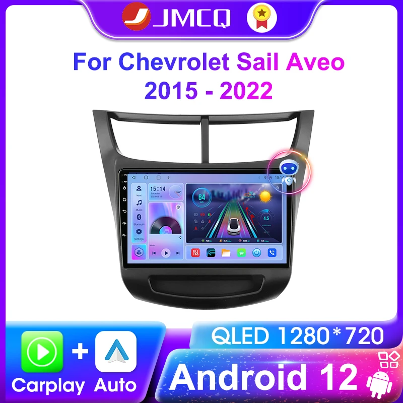 

JMCQ Android 12 For Chevrolet Sail Aveo 2015-2019 Car Radio Car Multimedia Player CarPlay GPS 2 Din Navigation Stereo Head Unit