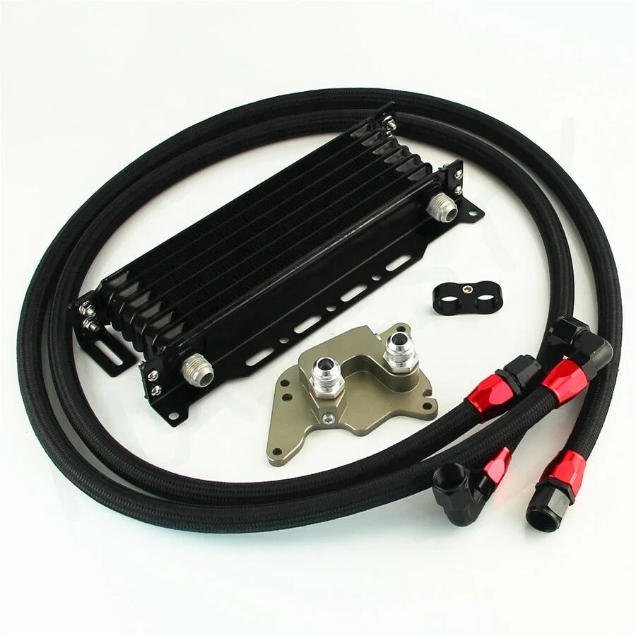 7-Row AN10 Transmission Oil Cooler w Bracket Adapter Hose Kit for Mini Cooper S R56