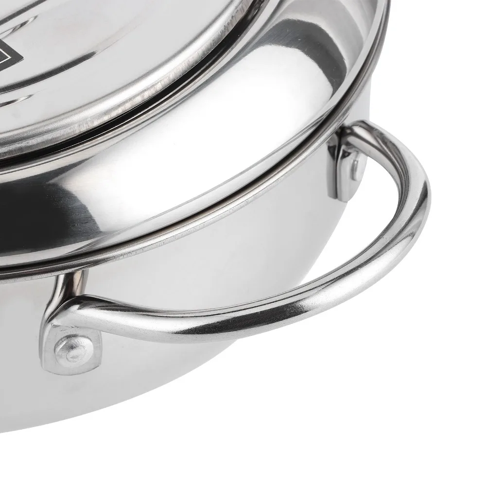 Stainless Steel Deep Fryer Pot with Thermometer Detachable Rack Frying Pan with Lid 2.2L Tempura Pot Induction Cooker/Gas Fire