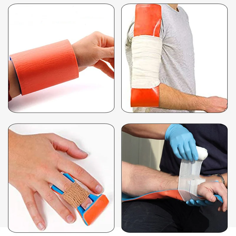 Washable Polymer First Aid Splint Roll Kit Waterproof Medical Emergency Fracture Fixed Bandage for Neck Leg Arm Braces Health