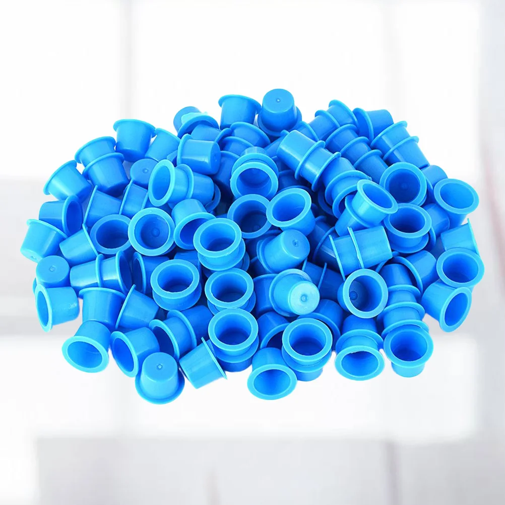 

100Pcs Ink Cups Disposable Plastic Makeup Eyebrow Tattoo Pigment Containers Size M Blue Easy Kits Cups