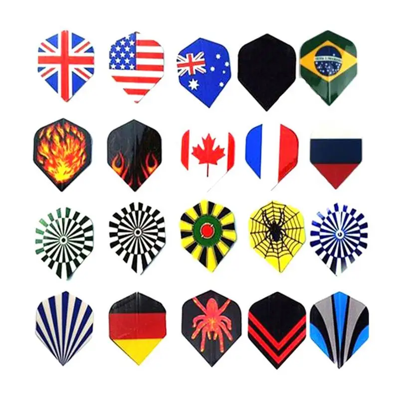 60PCS Cool Standard Dart Flights Nice Darts Flight Feather Outdoor Wing Tail Mixed Pattern For Soft And Steel Tip Darts