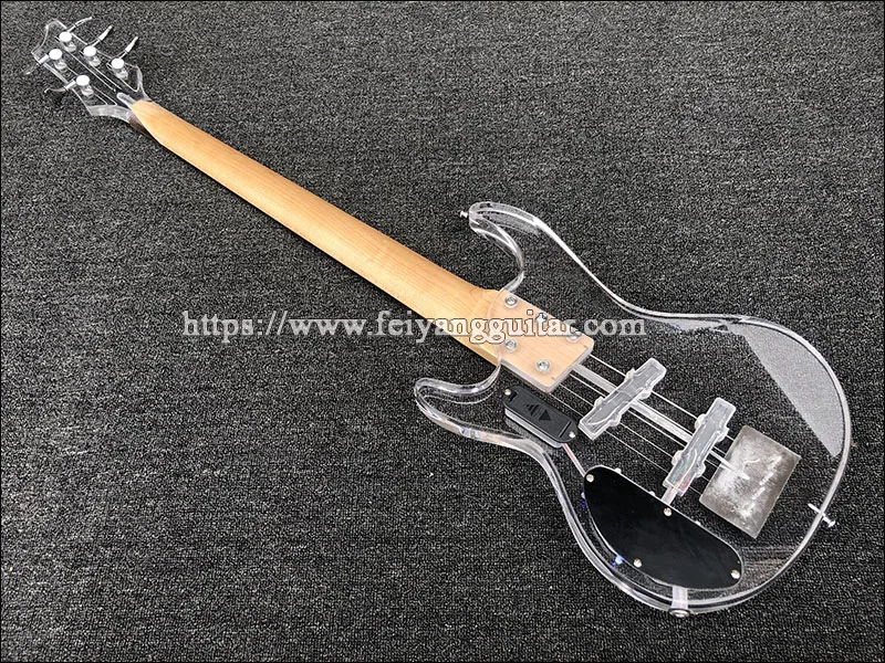 Electric Bass Guitar, Rosewood Fingerboard with LED Light, Acrylic Body,  5 Strings, High Quality Bass Guitar,Free shipping