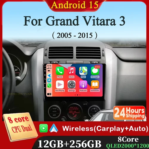 Reproductor Multimidia de Radio para coche Android 15 para Suzuki Grand Vitara 3 2005-2015 GPS Auto Carplay pantalla táctil vídeo navegable estéreo