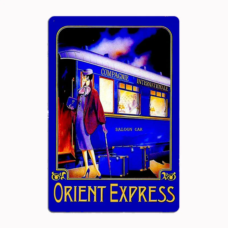 ORIENT EXPRESS stary pociąg do podróży pasażera metalowa ciężarówka znak blaszany domowa i zewnętrzna dekoracja ściana kuchenna do kawy w barze domowym