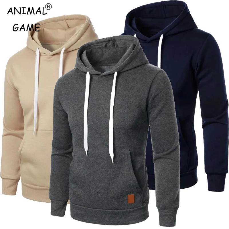 

Мужские повседневные толстовки с капюшоном и шнурком для игры в животных, длинные рубашки, уличная уличная одежда, однотонные легкие пуловеры, толстовки для мужчин