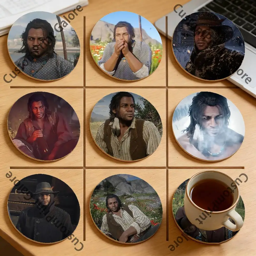 

C-Charles S-Smith Natural Pine Wood Round Coasters Non-Slip Heat-Resistant Cup Mats for Coffee Drinks